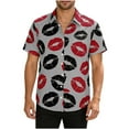 thumbnail image 3 of Miluxas Valentines Day Hawaiian Shirts for Men Love Heart Print Short Sleeve Button Down Bowling Shirts Valentine Dating Top Gray, 3 of 8