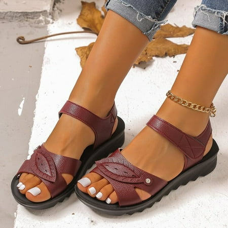 

〖Yilirongyumm〗 Brown 40 Sandals Women Fish Mouth Leather Sandals Platform Sandals Boho Sandals Summer Fashion Beach Sandals Platform Sandals