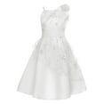 thumbnail image 3 of LiiYii Girls Sequin Tulle Mesh Dress Ruffle Birthday Party Tutu Formal Dress A Line Wedding Pageant Ivory 8, 3 of 5