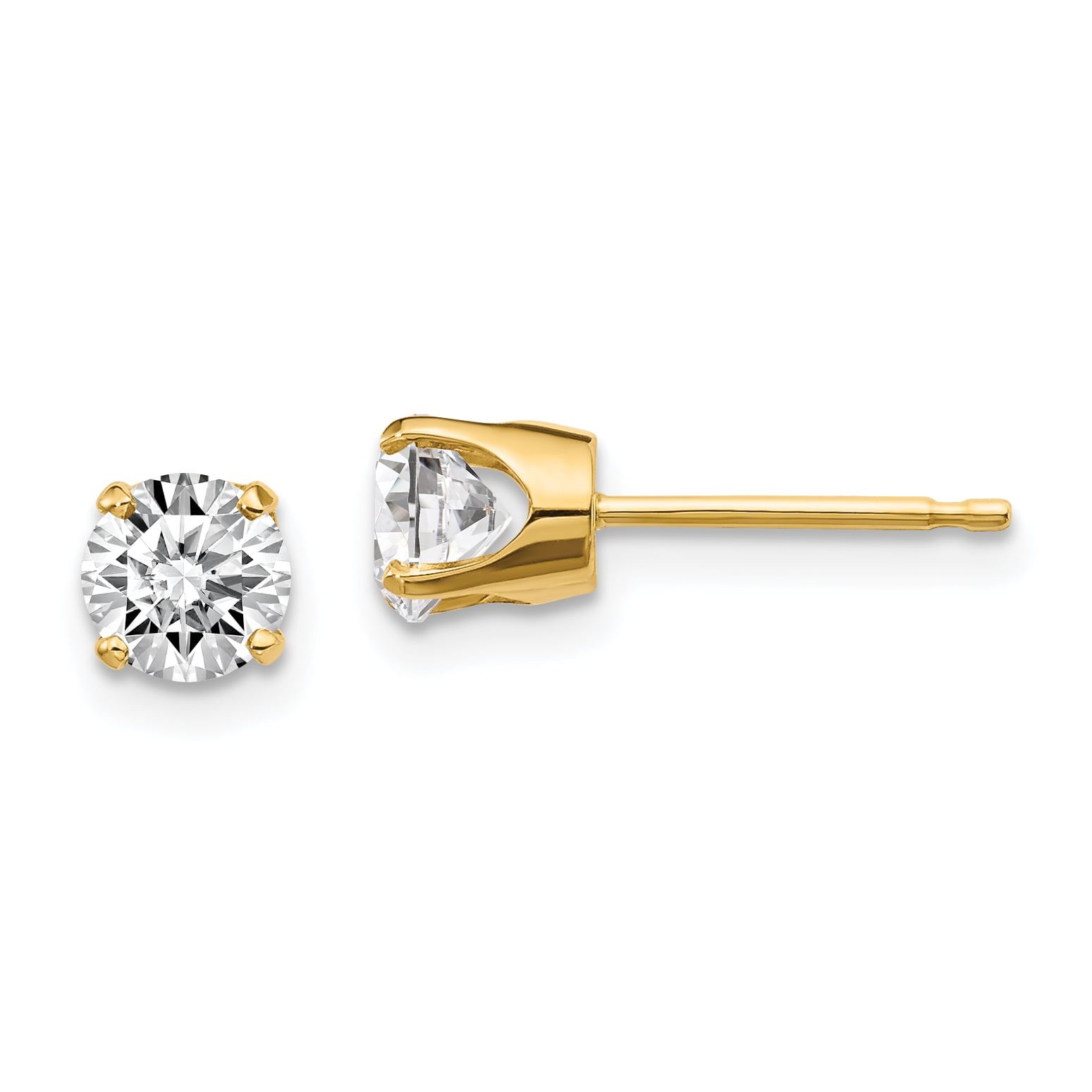 Silcone Push Back Details about   14k Yellow 3mm Princess Basket CZ Stud Earrings 