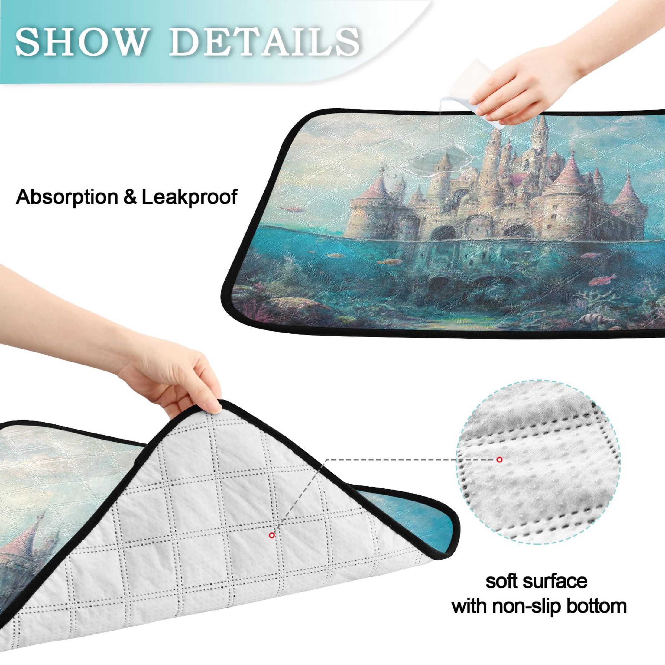 Qxltty Seabed Castle Cat litter Pads Pet Set of 2 Diaper Mats Center Anti-leakage Layer Absorbent Soft and Comfortable