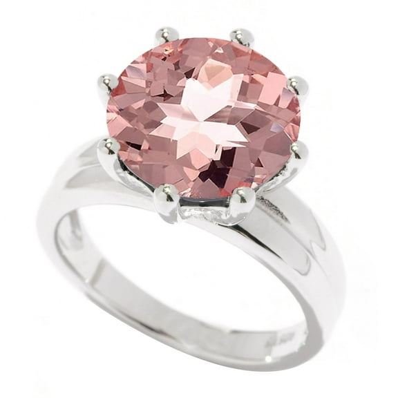 Sterling Silver with Morganite Large Solitaire Ring