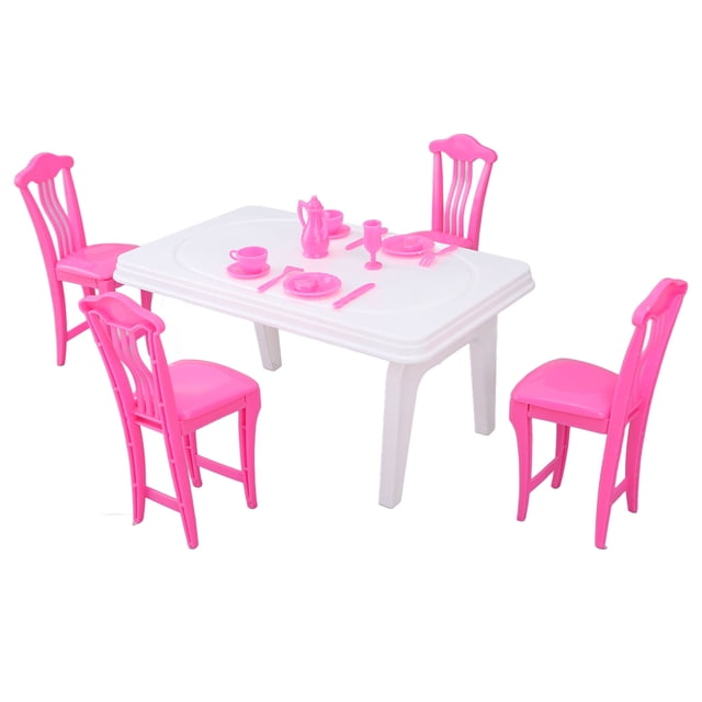 Juego de mesa y sillas para casa de muñecas, simulación innovadora decorativa a escala 1:16, mesa de comedor en miniatura para niños