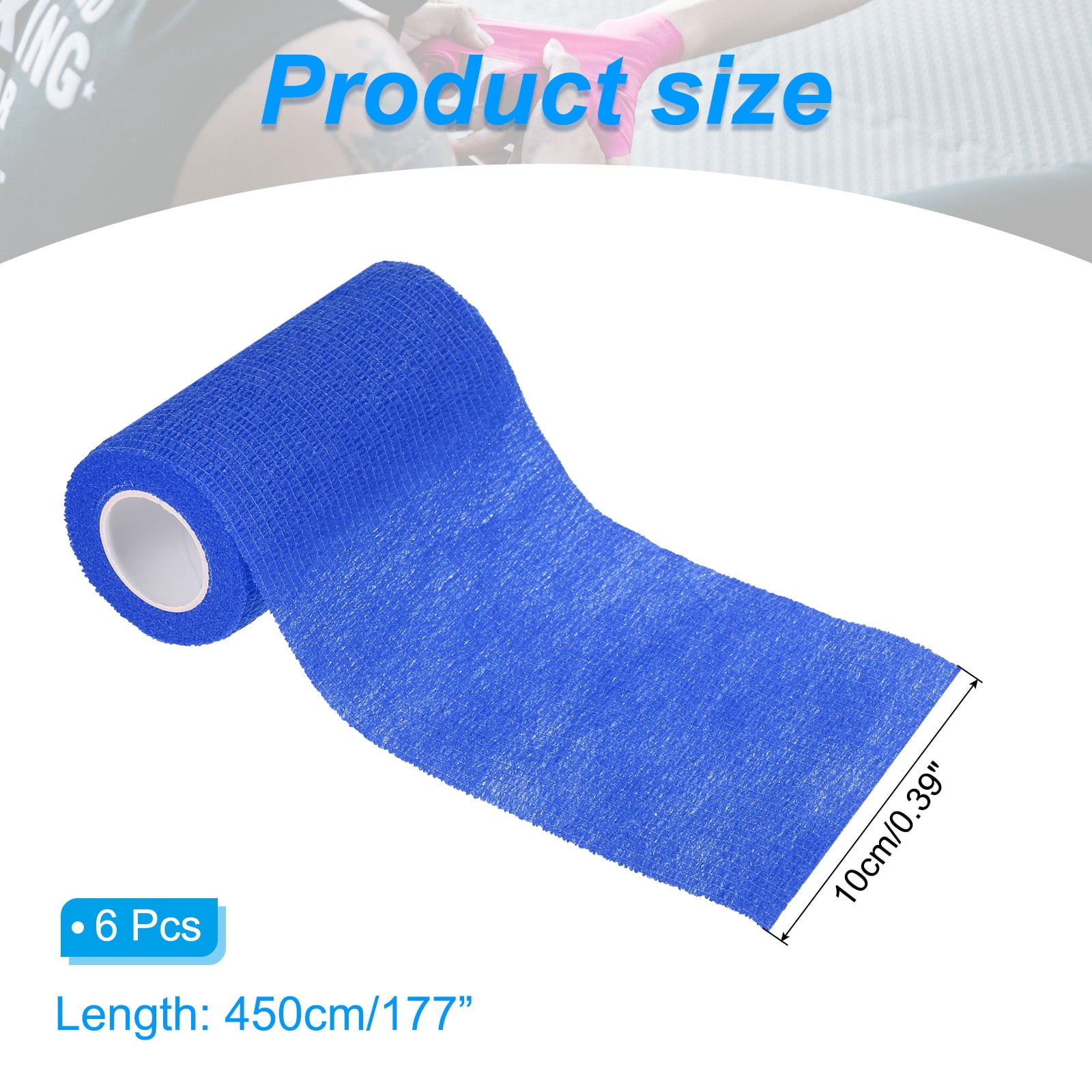 4" x 177" 6 Pcs Self Adhesive Bandage Wrap Elastic Self Tape Sport Blue