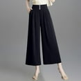 thumbnail image 2 of Comdrip Dress Pants Women Pants for Women Soft High Waist Pull on Wide Leg Pants Casual Summer Beach Elastic Waist Trousers Flowy Pants for Women Black S, 2 of 9