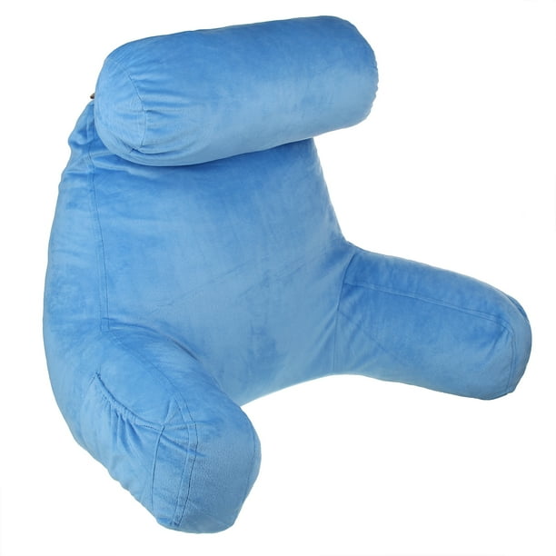 Reading & Bed Rest Pillow with Support Arms, Pockets, Memory Foam Perfect Back Support Cushion ...