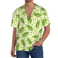 thumbnail image 7 of Lsque Green Peas print Men's Cuban Collar Short Sleeve Shirt Summer Beachwear Casual Button Down Fashionable Vacation Leisure Shirt-Small, 7 of 7