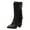 Black, variant on Women's Fringe Knee High Boots Pointed Toe Side Zipper Chunky High Heel Fashion Western Boots