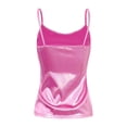 thumbnail image 2 of YONGHS Women's Shiny Metallic PVC Leather Camisole Spaghetti Straps Rave Dance Vest Tank Top Clubwear Hot Pink XL, 2 of 7