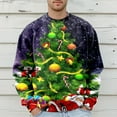 thumbnail image 4 of Sweaters for Men Mens Christmas Plus Size Hoodless Pullovers Fashion Sweatshirts Holiday Logo Print Clothing Tops Hop Oversized Sweatshirts Striped Tape Sweatshirt Apparel T Bohemian Jacke Purple XXL, 4 of 5