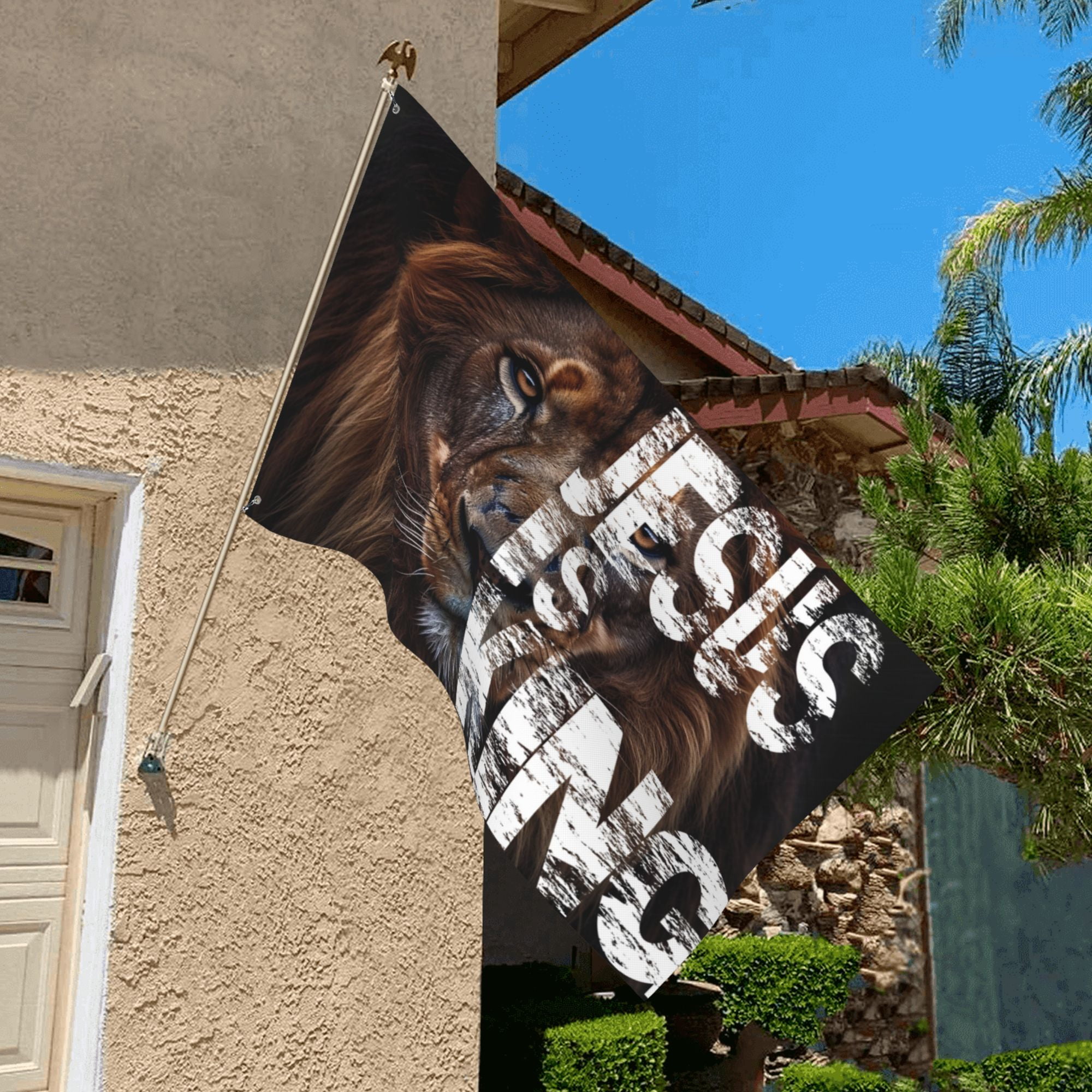 VIVACITE Lion of Judah Flag Jesus Flag Christian Flag 3x5 Outdoor Religous Christian Gifts for Women Faith Based Gifts Prayer Flags Outdoor Christian Garden Decor Church Decor, Jesus Is King