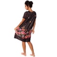 thumbnail image 4 of Women's Floral Printed Short-Sleeve Lounger Nightgown Sleepwear, 2X-Large Black, 4 of 5