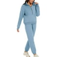 thumbnail image 3 of LAICAIW Women's Fleece Two Piece Outfit Half Zip Sweatshirt and Joggers Pants Set Tracksuit, 3 of 5