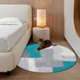 thumbnail image 2 of Round Area Rug 4 Ft, Blue Abstract Washable Non-Slip Circle Carpet for Living Room/Bedroom, Grey Geometric Oil Painting Vintage Gradient Low-Profile Crawling Mats Collection Rugs for Indoor, 2 of 8