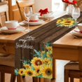 thumbnail image 5 of Sunflower Table Runner 70 Inches, Summer Botanical Yellow Floral Brown Wooden Bed Runner Dresser Scarves Tabletop for Indoor Outdoor Parties/Ceremony/Banquet, 13" x 70", 5 of 9