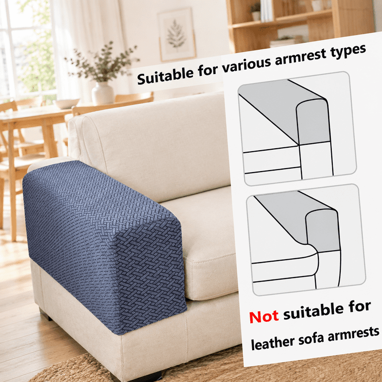 Texture-gray Large (Set of 2) Sofa Arm Covers Protective Slipcovers ...