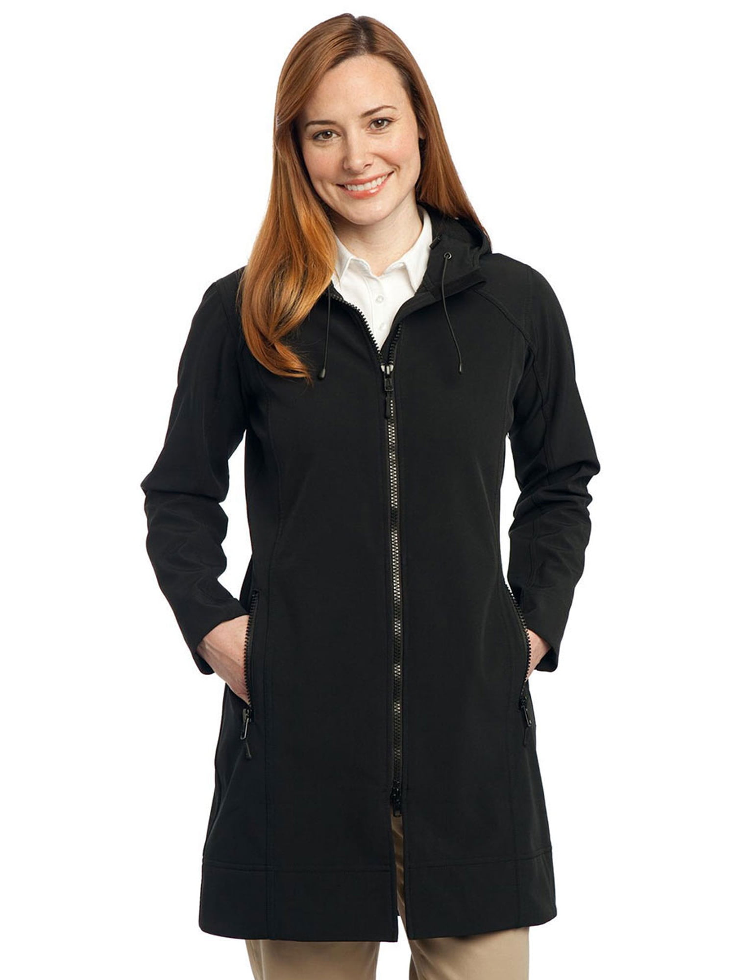 Port Authority Women's Water Resistant Long Hooded Jacket_Black_Medium