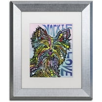 Trademark Fine Art 'Yorkie Luv' Canvas Art by Dean Russo, White Matte, Silver Frame