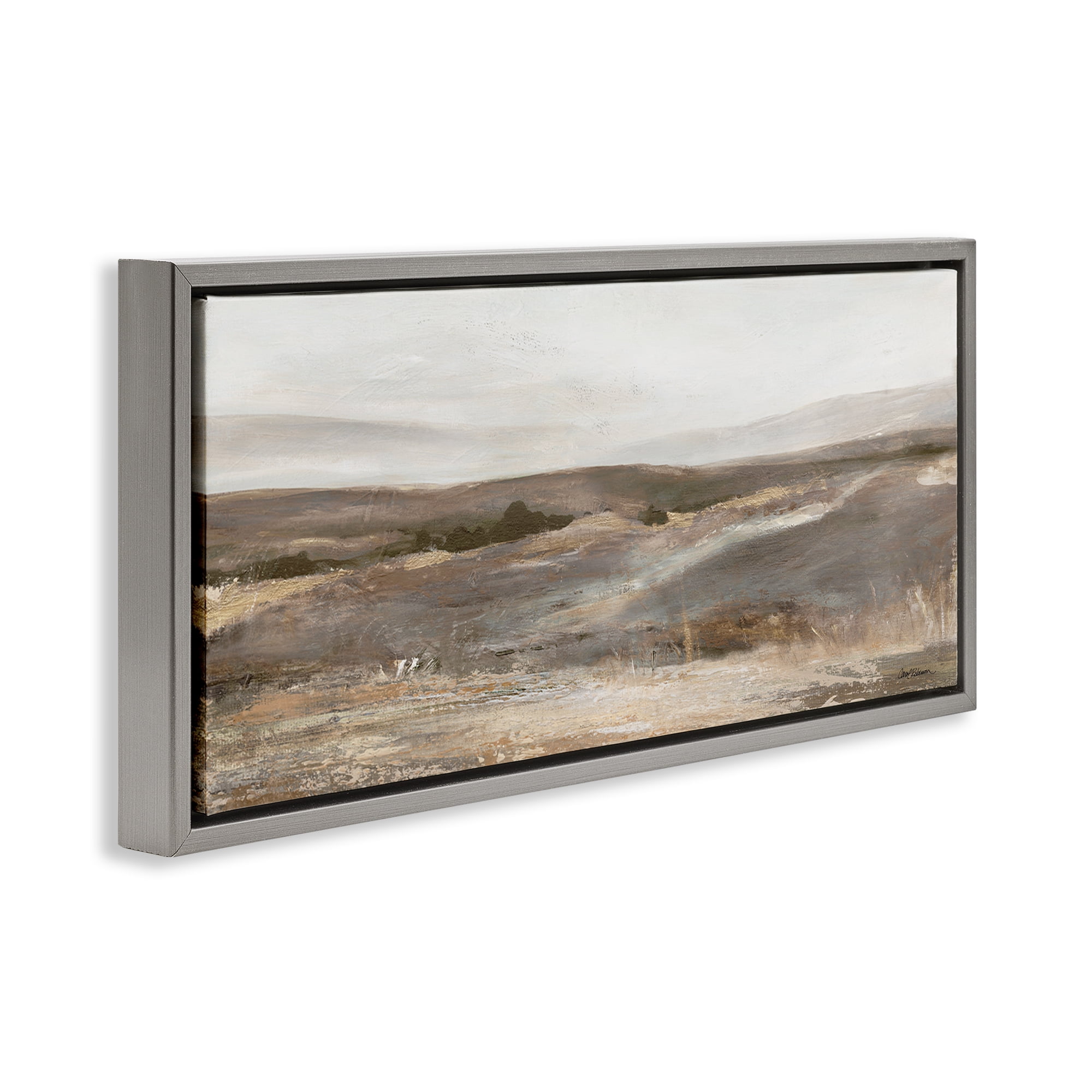 Stupell Industries Desert View Abstraction Landscape & Nature Painting Gray Floater Framed Canvas Art Print Wall Art, 25 x 11