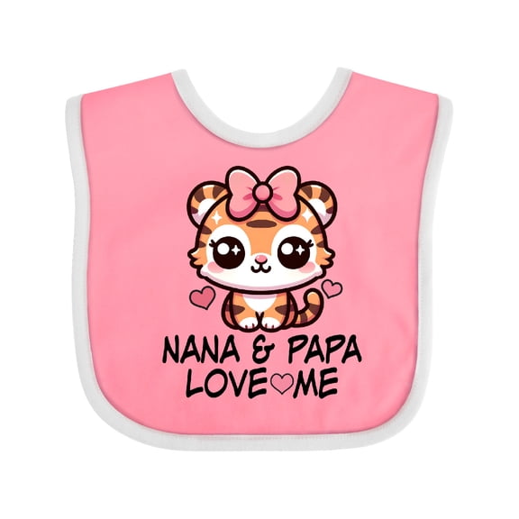 Inktastic Nana and Papa Grandchild Girl Tiger Girls Baby Bib