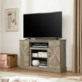 thumbnail image 6 of Farmhouse TV Stand with Open/Closed Storage for TVs Up to 50", Rustic Barn Door Design, Gray Wash Finish, 47"W x 30.75"H - Versatile Media Console, 6 of 9