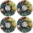 thumbnail image 2 of Shower Caps,Pioneer Flower Floral Print Pattern Waterproof Shower Cap for Women 4 Pieces,Double Reusable Hair Cover for Shower PEVA Elastic Stretch Hem, 2 of 7