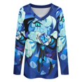 thumbnail image 4 of Shadow Milk Cookie Womens T Shirts V Neck Long Sleeve Tops Causal Loose Summer T-Shirts 5XL, 4 of 7