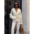 thumbnail image 5 of Elegant Solid V Neck Pocket Cardigan Women Casual Long Sleeves Single-breasted Loose Sweater 2024 New Autumn Lady Streetwear, 5 of 5
