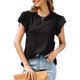thumbnail image 1 of Txlixc Camiseta de Manga Corta para Mujer, Jersey con Volantes de Cuello Redondo de Color sólido, Tops Finos de Ajuste Suelto de Verano para Mujer Txlixc Estilo de ocio, 1 of 6