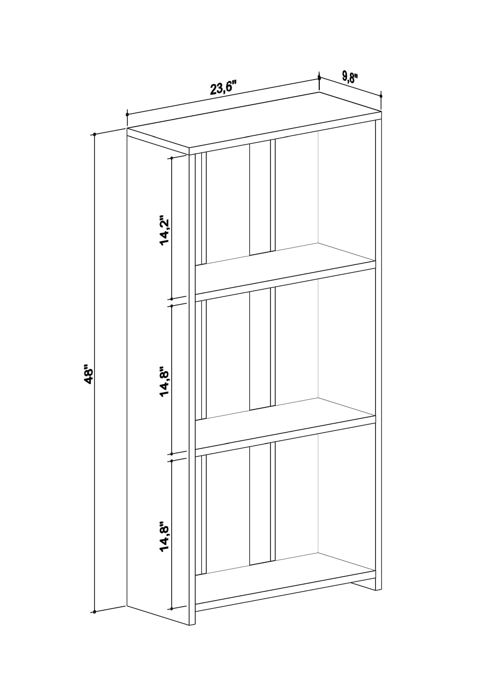 Ada Home Decor Parnell 3 Tier Open Shelf Modern Bookcase, Anthracite