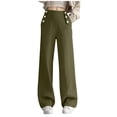 thumbnail image 2 of FAIWAD Girls Wide Leg Pants Kids High Waist Front Button Trousers Casual Loose Linen Thin Pants with Pockets 5-14 Years, 2 of 7