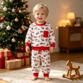 thumbnail image 2 of enyan Toddler Baby Boy Fall Clothes Winter Outfit Long Sleeve Pullover Sweatshirts Tops+Pants 2PCS Sets White,18-24 Months, 2 of 6
