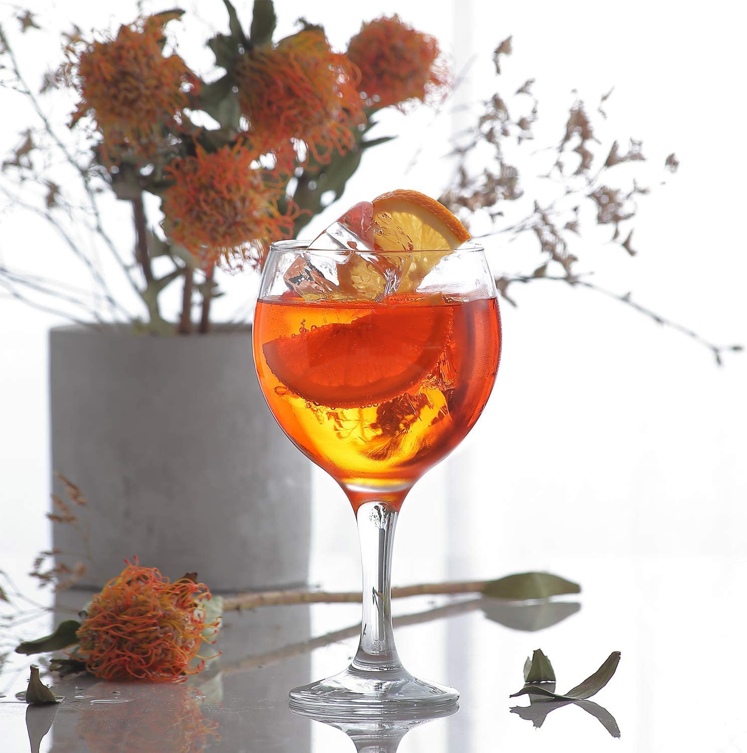 LAV Gin and Tonic, Aperol Spritz Glass Set 4-Piece, 21.75 oz, Clear Balloon Wine Glasses with Stem for Red, White Wine, Cocktails, Oversize Large Goblets for Spritz, Water