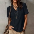 thumbnail image 6 of YanHoo Summer Shirts for Women Lapel Button Up Short Sleeve T-Shirts Loose Fit Pullover Tops Casual Solid Color Tee, 6 of 8