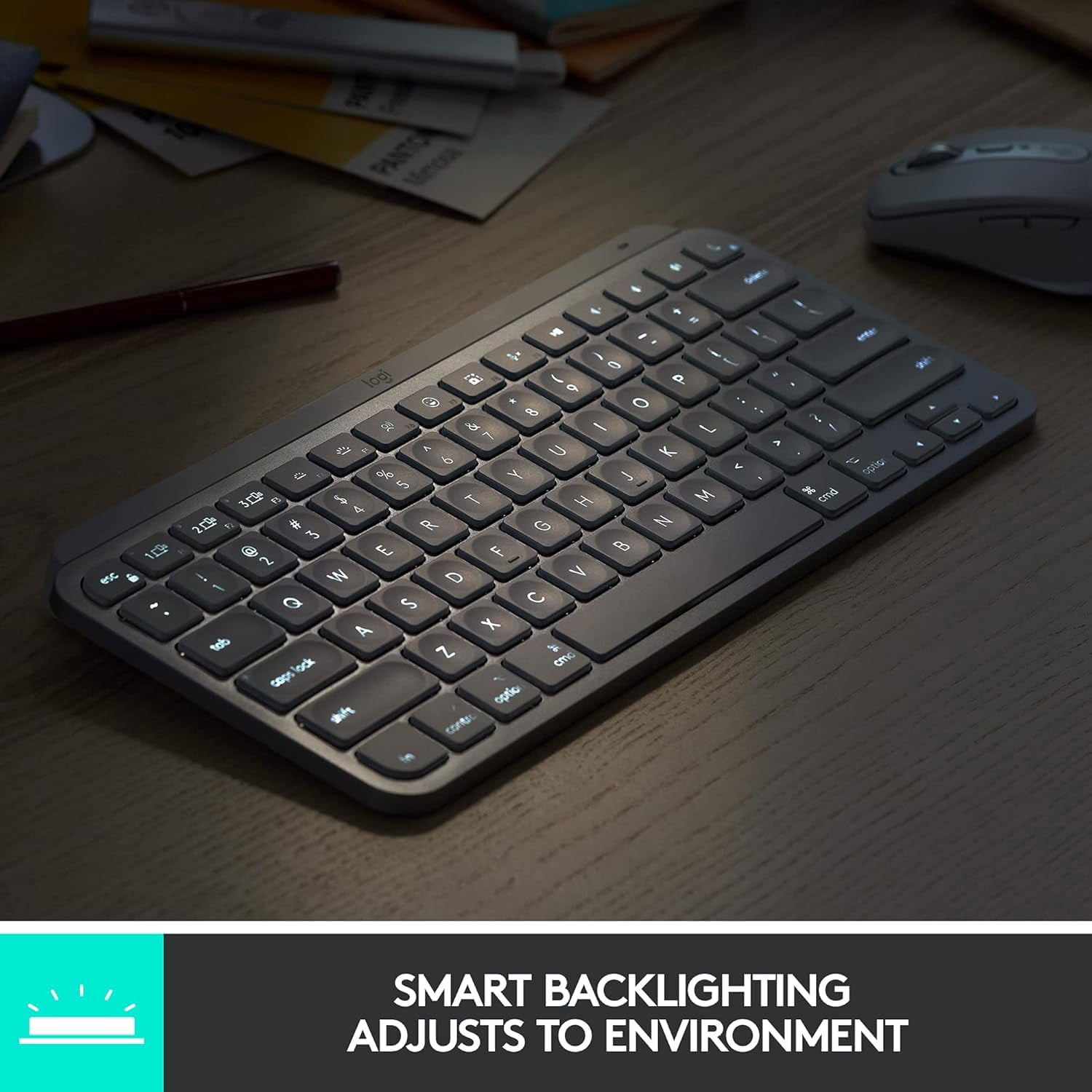 Logitech, 920-010388, Computer Keyboards, MX Keys Mini Minimalist Wireless Illuminated Keyboard, Gray