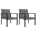 thumbnail image 1 of Outdoor Dining Side Chair Set of 2, Gray Poly Rattan, Black Steel, 1 of 1