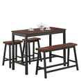 thumbnail image 1 of Costway 4 Pcs Solid Wood Counter Height Table Set w/ Height Bench & Two Saddle Stools, 1 of 6