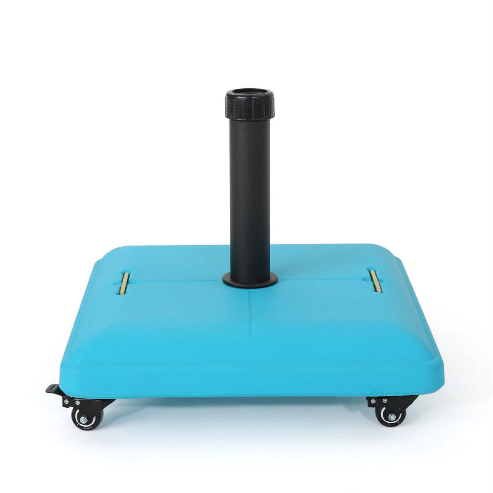 Larry Outdoor Concrete Square 80lb Umbrella Base with Steel Umbrella Holder, Teal