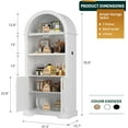 thumbnail image 2 of Vlsrka 71" Tall Arched Cabinet, Kitchen Pantry Cabinets, Arched Bookshelf/Bookcase,China Cabinet, Wood Kitchen Storage Cabinets with Open & Adjustable Shelves, Induction 3 Color Lights, White, 2 of 9