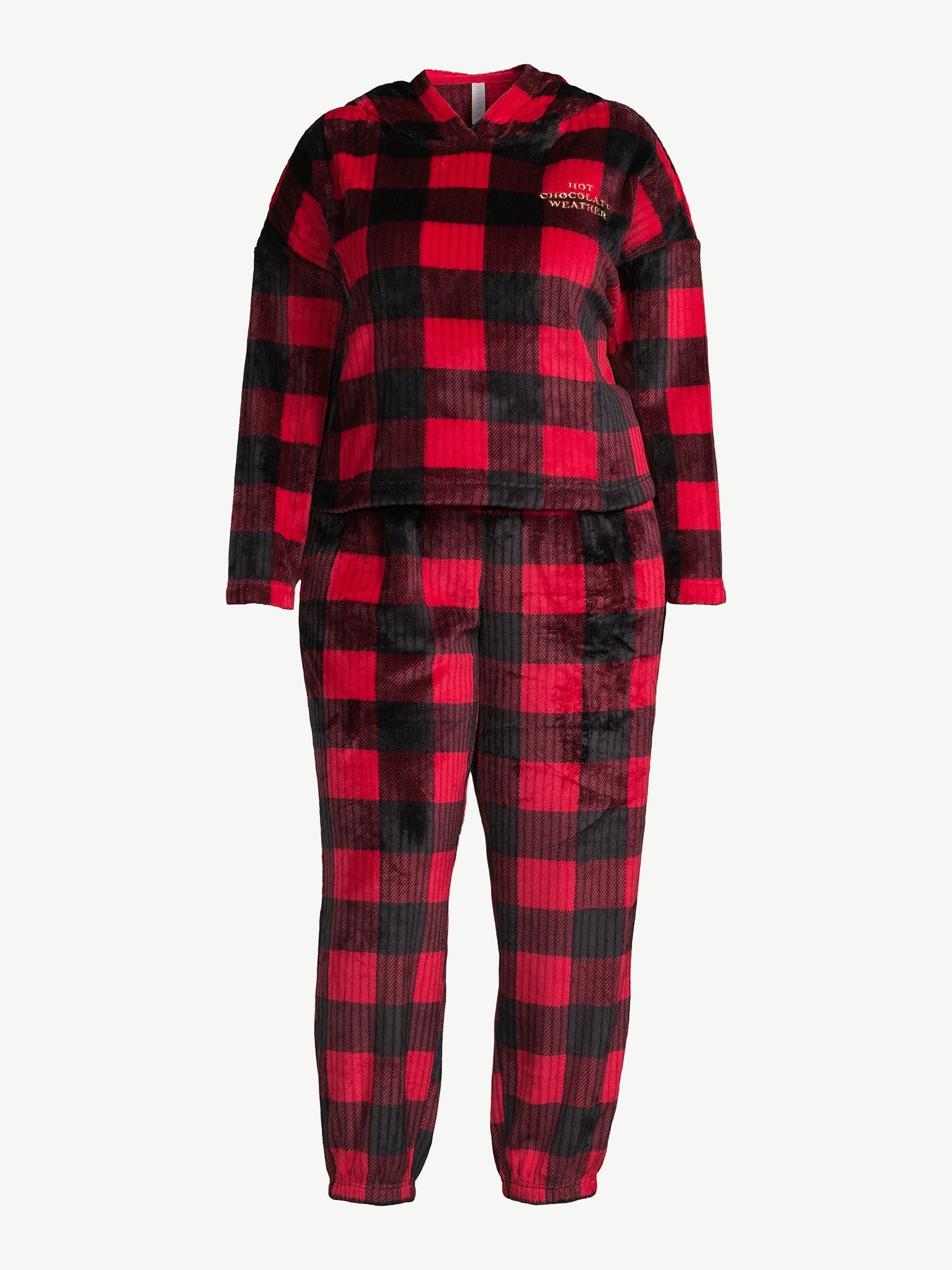 Joyspun Women’s Plush Pajama Set, Sizes XS to 3X
