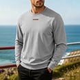 thumbnail image 4 of Pullover Sweatshirts for Men Crew Neck Long Sleeve Logo Detail Regular Fit Casual Tops, 4 of 8