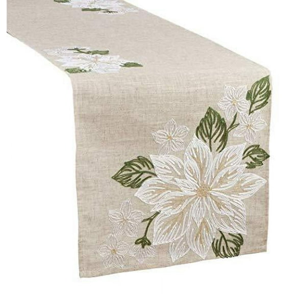 Fennco Styles Floral Embroidery Table Runner 16 x 70 Inch Rectangular