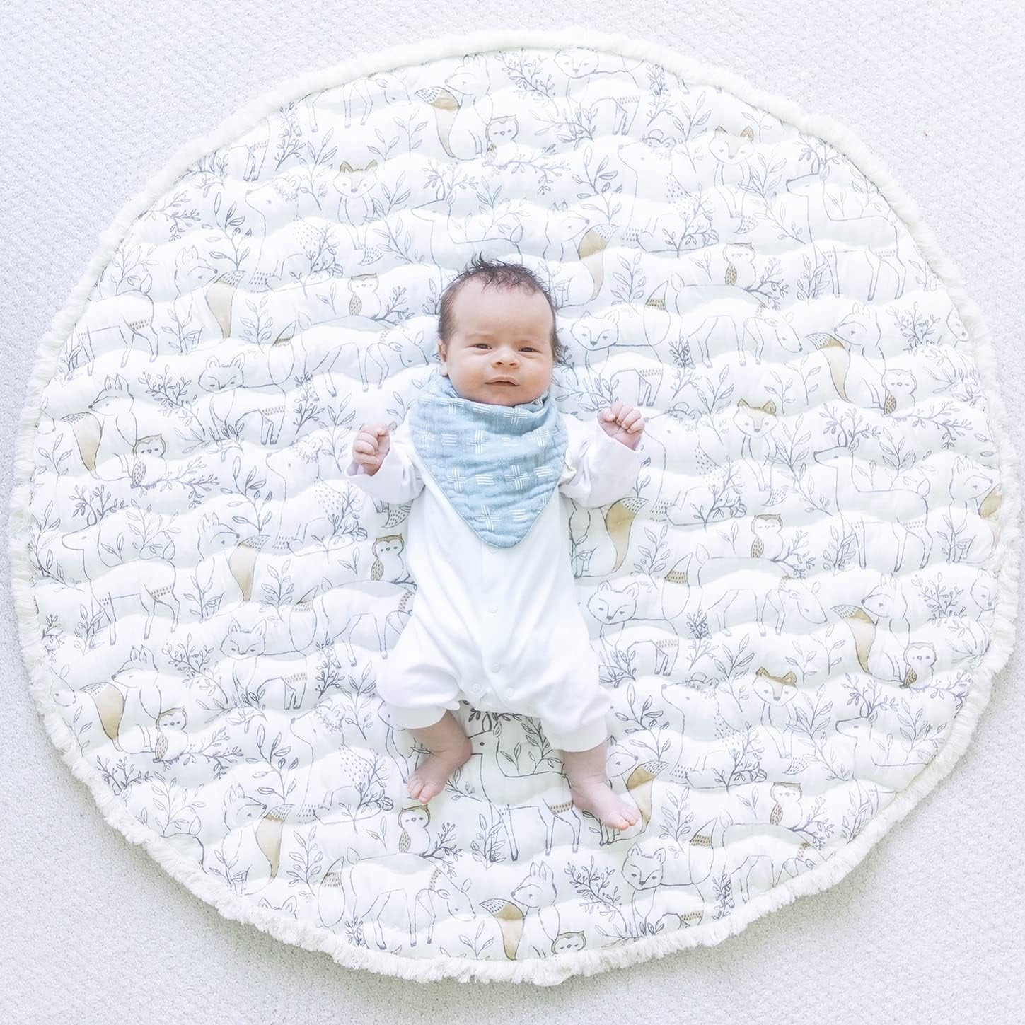 Vagascape Activity Mat, Infant and Baby Quilted Playmat for Boys and Girls, Woodland Print, 40” x 40”