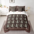 thumbnail image 2 of Homewish Vintage Christmas Tree Bedding Comforter Set 7pcs, Brown Hippie Aztec Queen Bedding Sets, Rustic Plant Botanical Reversible Queen Sheet Sets, Luxury Bedroom Decor, 2 of 7