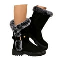 thumbnail image 3 of Gyexs Women's Snow Boots Knee High, Winter Shoes for Women Size 6, Fold Over, Buckle, Riding, Round Toe, Outerwear, Black, Size 6, 3 of 8