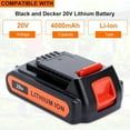 thumbnail image 2 of 2Pack 4.0Ah 20V MAX LBXR20 Compatible with Black and Decker Weed Eater 20V Battery LB2X4020 LBXR2020-OPE LBXR20-OPE2 LBXR20B-2 LB2X3020-OPE LBXR20BT 20 Volt Max Outdoor Cordless Power Tools, 2 of 6
