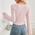 thumbnail image 5 of XFLWAM Women's Drawstring Crop Top Sweetheart Neck Flare Long Sleeve T Shirt Asymmetrical Hem Casual Y2K Pullover Pink L, 5 of 8