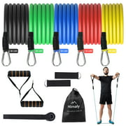 Exercise Resistance Bands Set Strength Training Fitness Tubes Tension Bands with Handles, Door Anchor, Ankle Straps, Carry Bag, Workout Guides and Band Guard Equipment for Men and Women