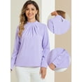 thumbnail image 2 of DARING DIVA Women's Tops Stand Collar Long Sleeve Business Shirt M Purple, 2 of 6