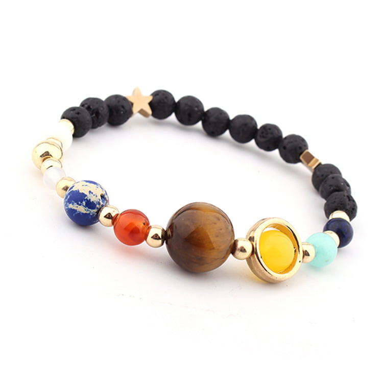 Charm Bracelet Galaxy Solar System Eight Planets Theme Natural Stone Beaded New 